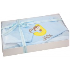 Baby Boy Personalised Embroidered Gift Set Boxed Blanket & Sleepsuit